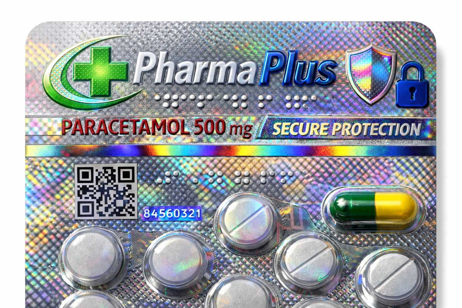 Concept example of holographic security-effect pharmaceutical packaging